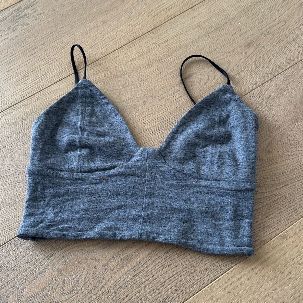 ARITZIA Wilfred Free Ling Bustier Crop Top Gray V Neck Size Small